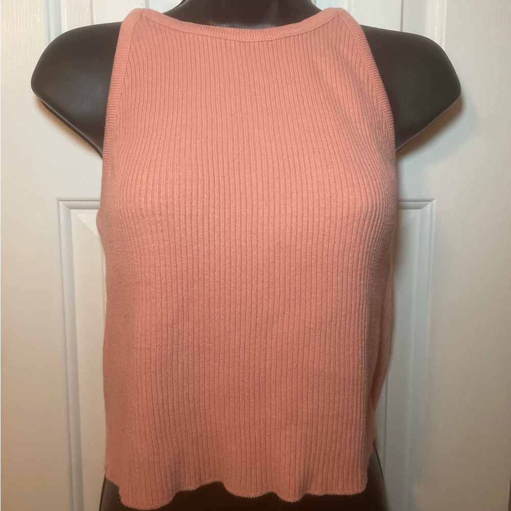 Xhilaration Pink Ribbed Crop Tank Top